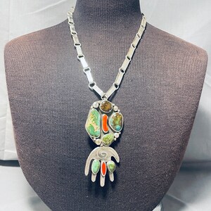 Native American Eine Der Besten Santo Domingo Damale Türkis Sterling Silber Halskette Machen Sie ein Angebot Bild 7