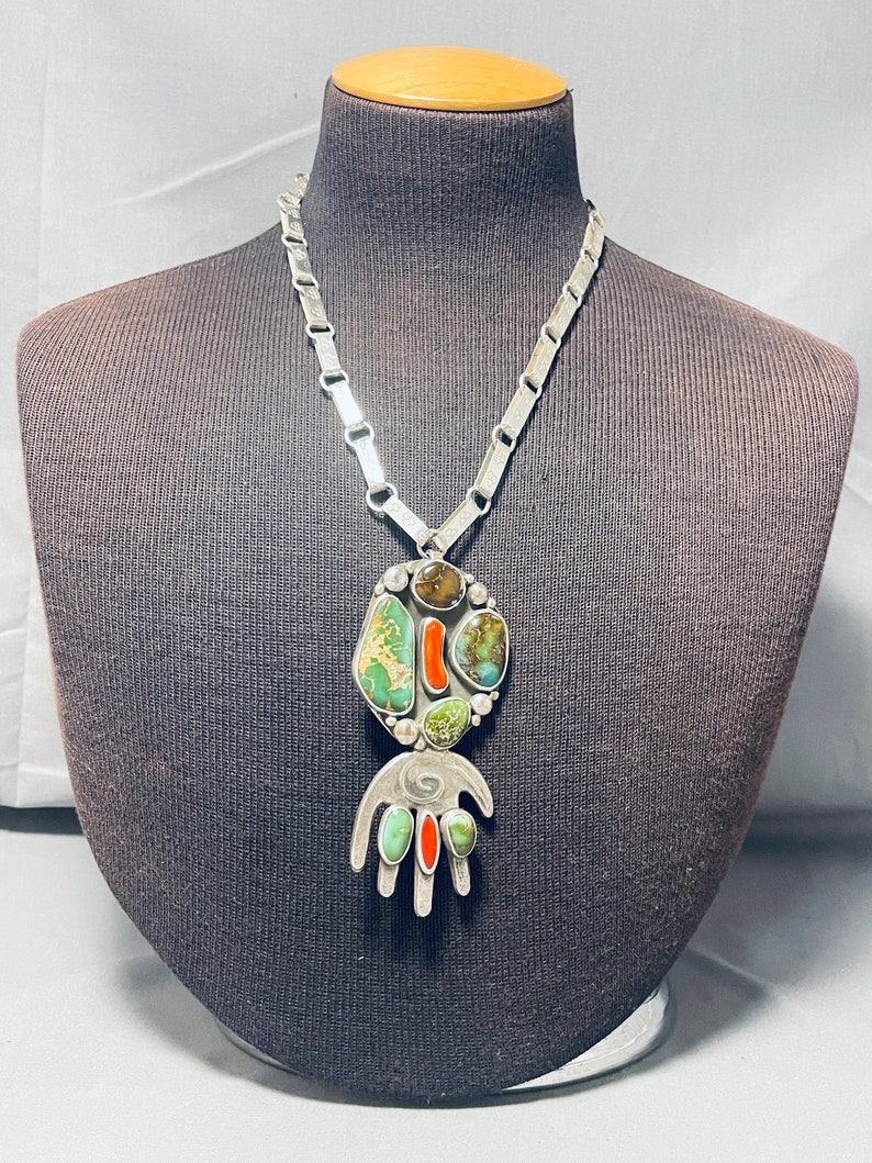 Native American Eine Der Besten Santo Domingo Damale Türkis Sterling Silber Halskette Machen Sie ein Angebot Bild 7