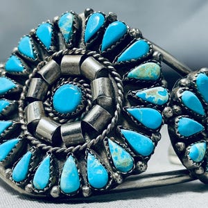 Native American Absolutely Incredible Vintage Navajo Turquoise Sterling Silver Bracelet - Make An Offer!