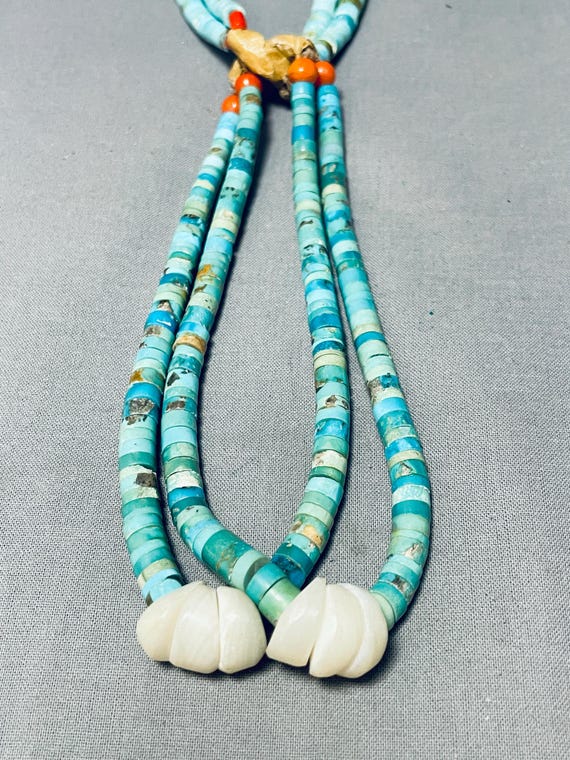 Native American Opulent Vintage Santo Domingo Turquoise Heishi Necklace Old Native American Opulent Vintage Santo Domingo Turquoise Heishi Necklace Old