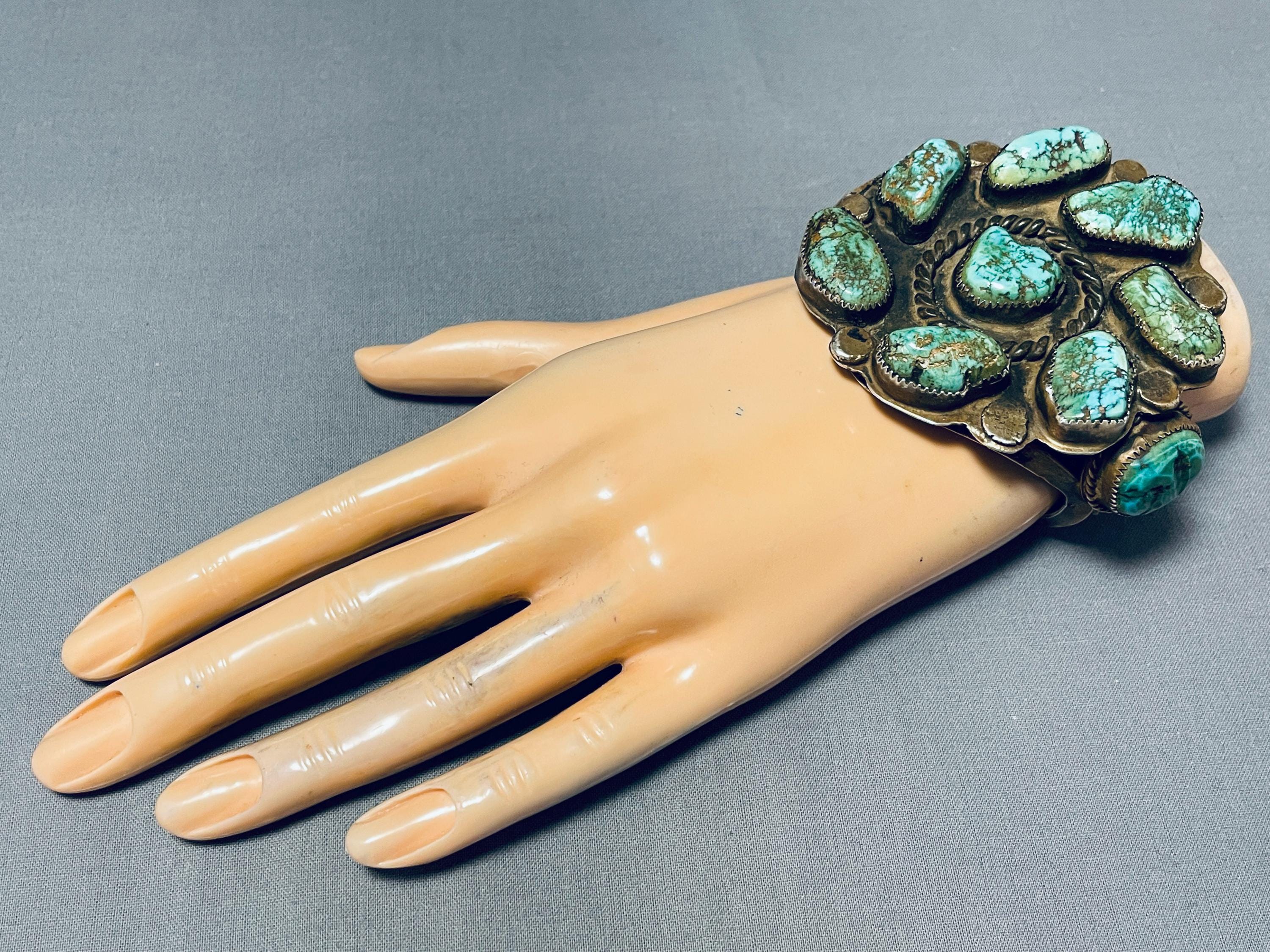 Museum Vintage Native American Navajo Green Nugget Turquoise Sterling ...