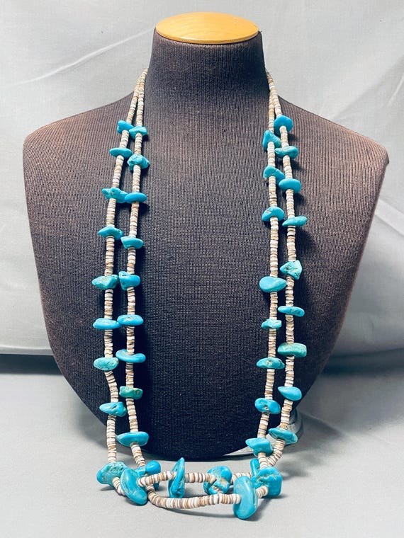Native American 175 Grams Vintage Authentic Santo Domingo Turquoise Heishi Necklace Old Native American 175 Grams Vintage Authentic Santo Domingo Turquoise Heishi Necklace Old