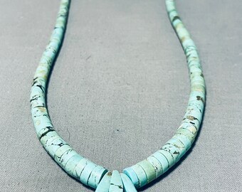 Traditionele Vintage Santo Domingo Royston Turquoise Sterling zilveren ketting - Doe een bod!