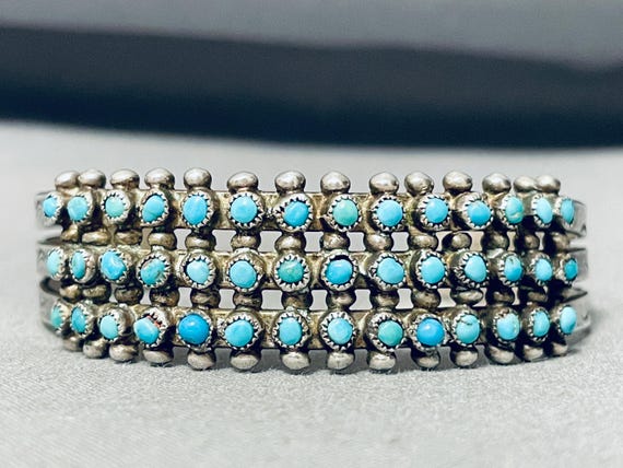 Extremely Rare Vintage Native American Zuni #8 Turquoise Sterling Silver Bracelet Old Extremely Rare Vintage Native American Zuni #8 Turquoise Sterling Silver Bracelet Old