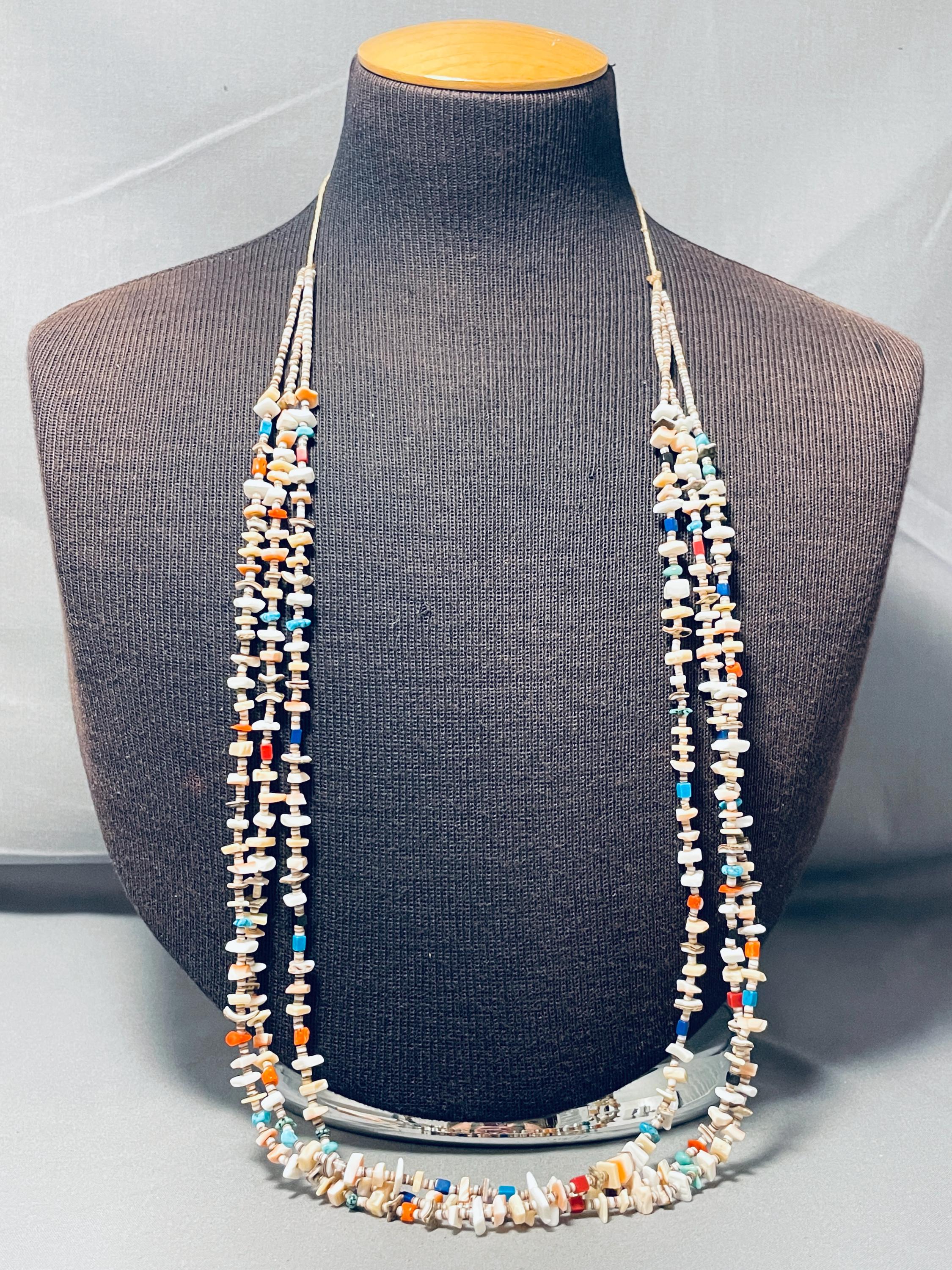 アクセサリー indian jewelry navajo necklace Native American Thirty Three Inch Vintage Navajo Shell Turquoise