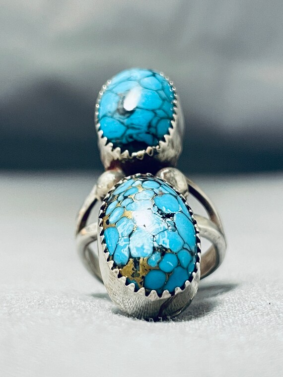 Marvelous Vintage Navajo Spiderweb Turquoise Sterling Native American Jewelry Silver Ring Marvelous Vintage Navajo Spiderweb Turquoise Sterling Native American Jewelry Silver Ring