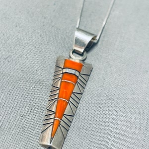 Fabulous Vintage Native American Navajo Coral Sterling Silver Necklace Make An Offer image 4