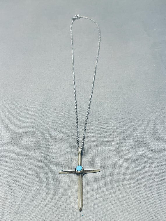 Important Vintage Native American Zuni Sleeping Beauty Turquoise Sterling Silver Necklace Important Vintage Native American Zuni Sleeping Beauty Turquoise Sterling Silver Necklace