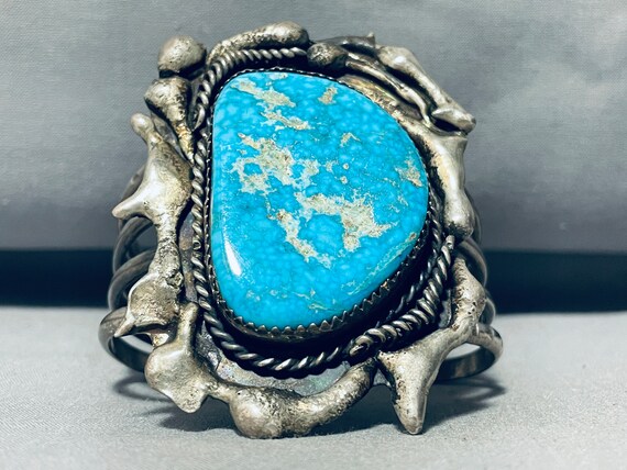 Dropdead Fab Vintage Native American Zuni Turquoise Cluster Sterling Silver Bracelet Old Dropdead Fab Vintage Native American Zuni Turquoise Cluster Sterling Silver Bracelet Old