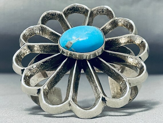 Important Colossal Bahe Vintage Native American Navajo Turquoise Sterling Silver Bracelet Important Colossal Bahe Vintage Native American Navajo Turquoise Sterling Silver Bracelet