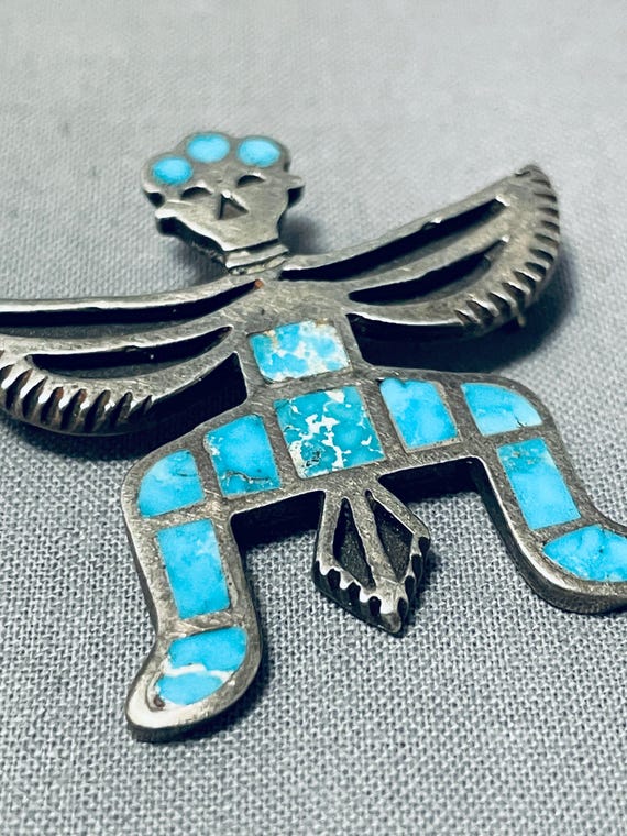 Opulent Vintage Native American Zuni Knifewing Turquoise Sterling Silver Bracelet Old Opulent Vintage Native American Zuni Knifewing Turquoise Sterling Silver Bracelet Old