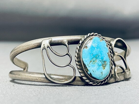 Tremendous Vintage Native American Navajo Blue Gem Turquoise Sterling Silver Bracelet Tremendous Vintage Native American Navajo Blue Gem Turquoise Sterling Silver Bracelet