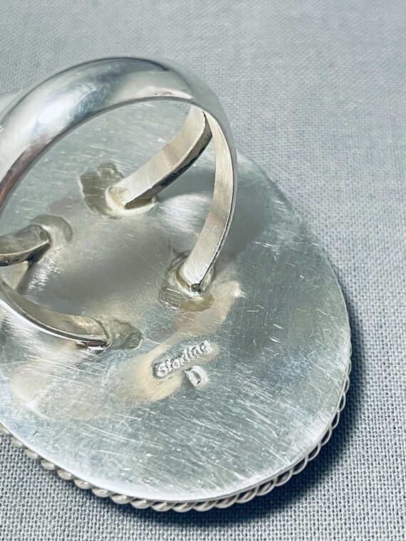 Perfectly Intricate Native American Navajo Coral Lapis Sterling Silver Ring Perfectly Intricate Native American Navajo Coral Lapis Sterling Silver Ring