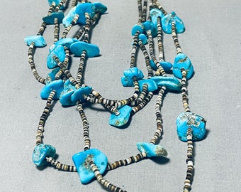 Prachtige vintage Santo Domingo Turquoise Heishi 5 strengen zilveren ketting - Doe een bod!