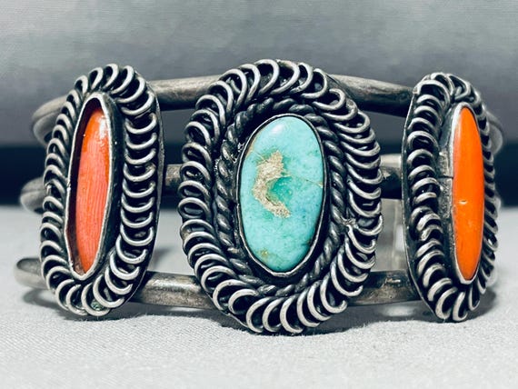 Swirls Galorevintage Native American Navajo Turquoise Coral Sterling Silver Bracelet Swirls Galorevintage Native American Navajo Turquoise Coral Sterling Silver Bracelet