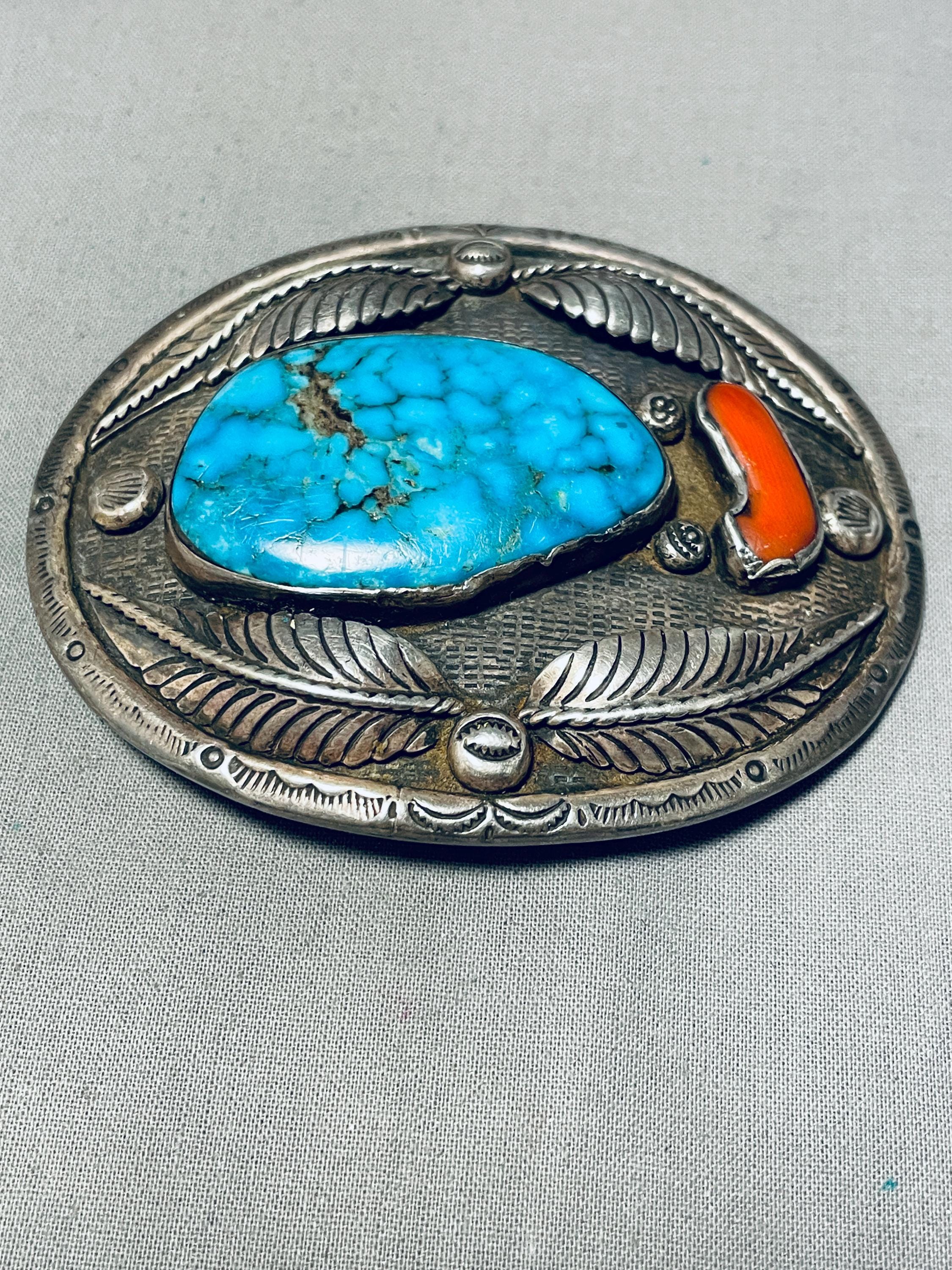 Important Guild Artist Vintage Native American Navajo Turquoise Sterling Silver Concho Belt Important Guild Artist Vintage Native American Navajo Turquoise Sterling Silver Concho Belt