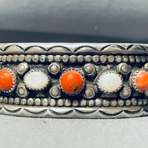 Museum Vintage Native American Navajo Coral Pearl Sterling Silver ...