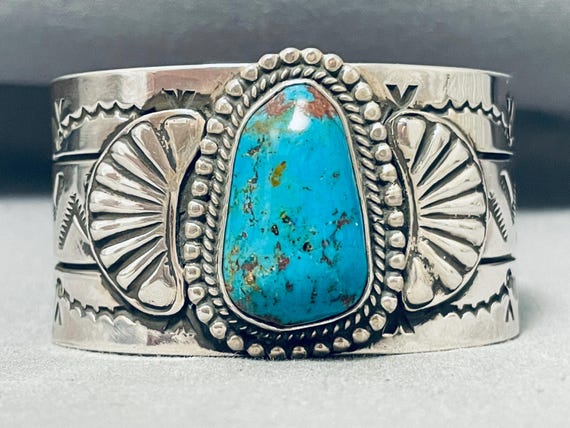 93 Grams Rob Yellowhorse Native American Navajo Turquoise Sterling Silver Bracelet 93 Grams Rob Yellowhorse Native American Navajo Turquoise Sterling Silver Bracelet