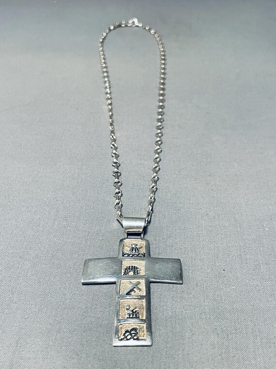 Important Vintage Native American Navajo Turquoise Sterling Silver Cross Pendant Important Vintage Native American Navajo Turquoise Sterling Silver Cross Pendant