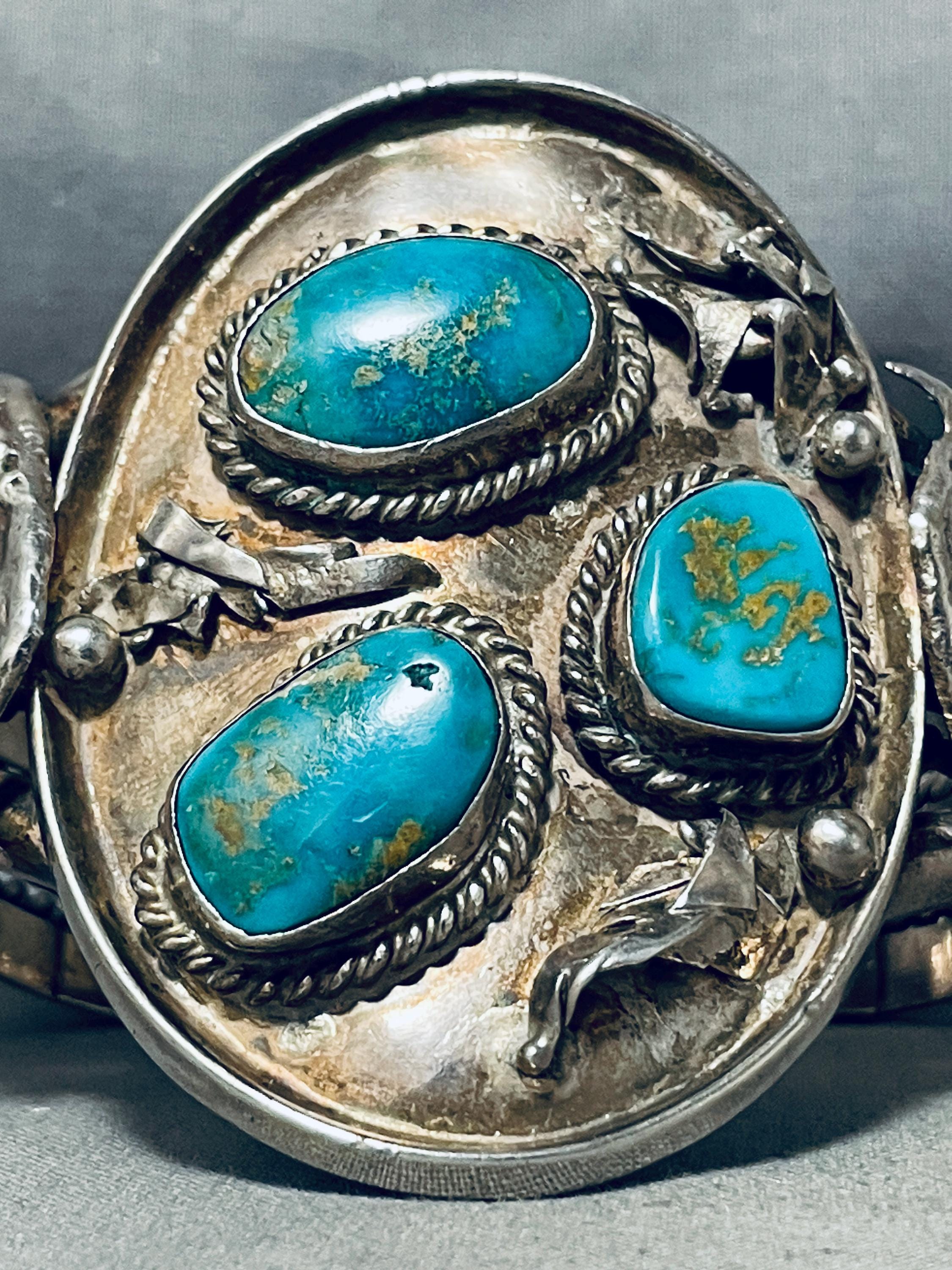 Heavy Museum Vintage Native American Navajo Royston Turquoise Sterling Silver Coral Bracelet Heavy Museum Vintage Native American Navajo Royston Turquoise Sterling Silver Coral Bracelet