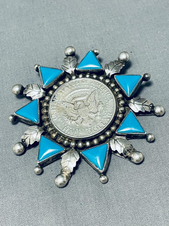 Incomparable Vintage Native American Navajo Blue Gem Turquoise Sterling Silver Pin Incomparable Vintage Native American Navajo Blue Gem Turquoise Sterling Silver Pin
