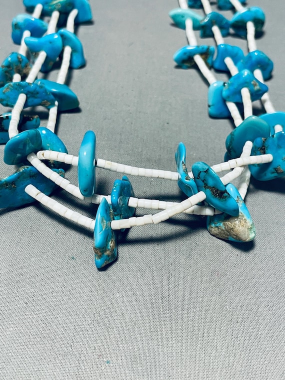 Native American Superb Vintage Santo Domingo Blue Gem Turquoise Slabs Shell Necklace Native American Superb Vintage Santo Domingo Blue Gem Turquoise Slabs Shell Necklace