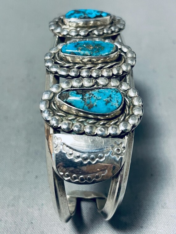 Stunning Vintage Native American Navajo Triple Turquoise