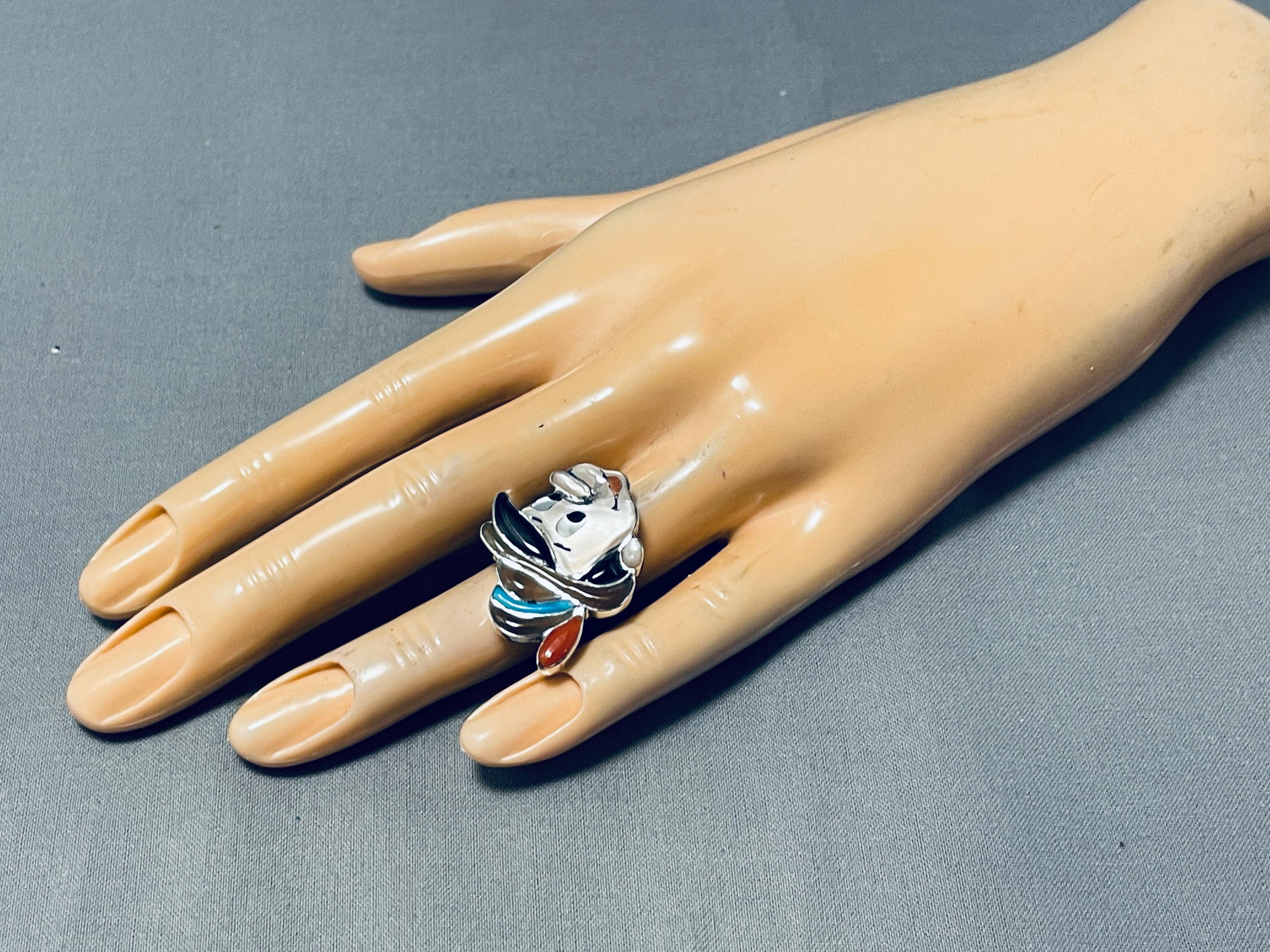 Fantastic Native American Zuni Turquoise Sterling Silver Pinocchio Ring Fantastic Native American Zuni Turquoise Sterling Silver Pinocchio Ring