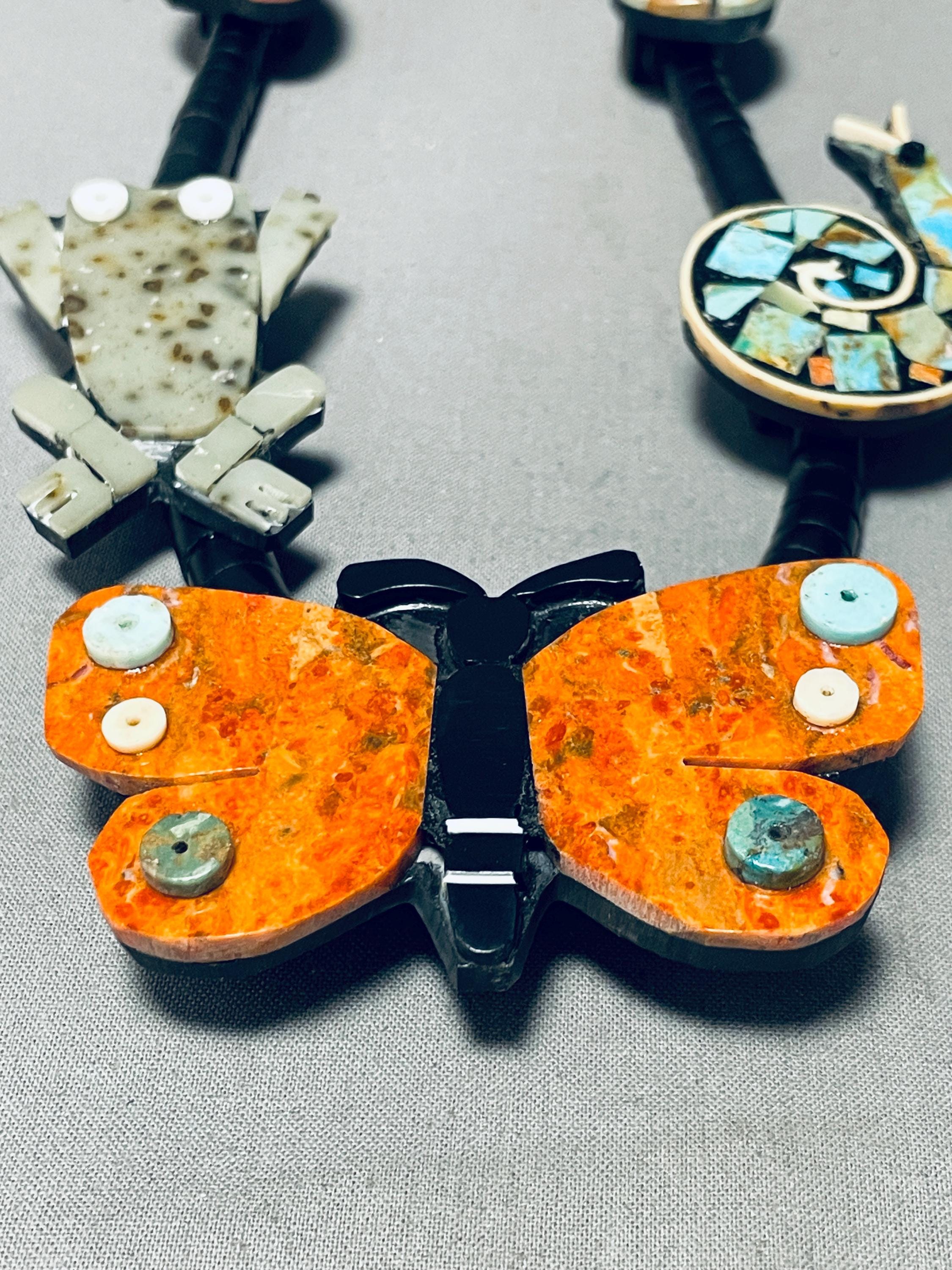 Native American Fab Important Santo Domingo Bug Inlay Sterling Silver Necklace Native American Fab Important Santo Domingo Bug Inlay Sterling Silver Necklace