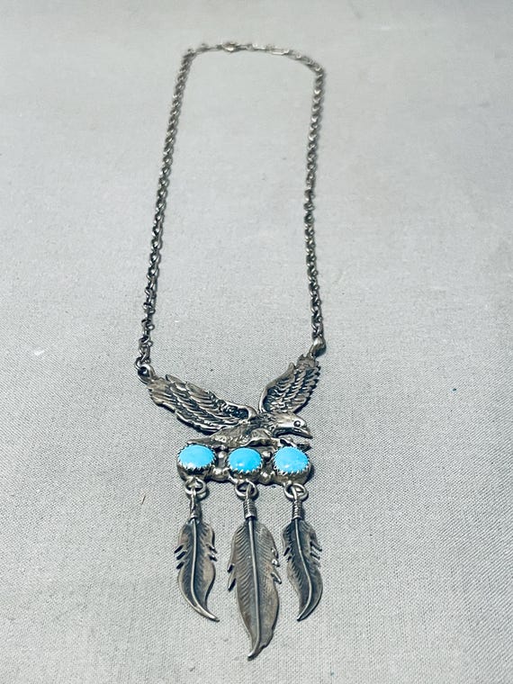 Outstanding Vintage Native American Navajo Sleeping Beauty Turquoise Sterling Silver Necklace Outstanding Vintage Native American Navajo Sleeping Beauty Turquoise Sterling Silver Necklace