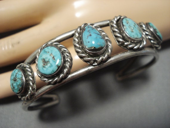 Amazing Vintage Navajo Turquuoise Sterling Silver… - image 1