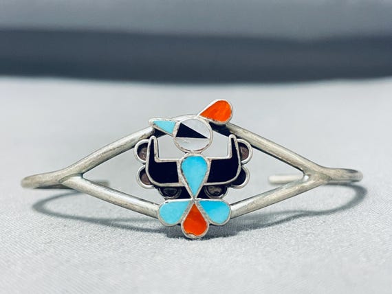 Beautiful Vintage Native American Zuni Blue Gem Turquoise Sterling Silver Ring Old Beautiful Vintage Native American Zuni Blue Gem Turquoise Sterling Silver Ring Old