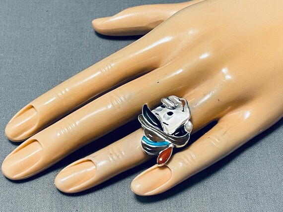 Fantastic Native American Zuni Turquoise Sterling Silver Pinocchio Ring Fantastic Native American Zuni Turquoise Sterling Silver Pinocchio Ring