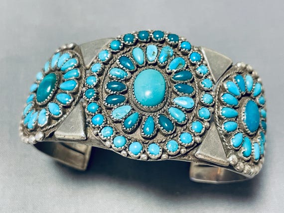 Museum Very Old Vintage Native American Navajo #8 Turquoise Sterling Silver Bracelet Museum Very Old Vintage Native American Navajo #8 Turquoise Sterling Silver Bracelet