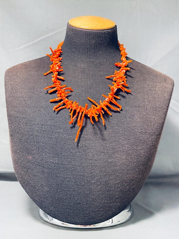 Native American Dynamic Vintage Santo Domingo Branch Coral Necklace Native American Dynamic Vintage Santo Domingo Branch Coral Necklace