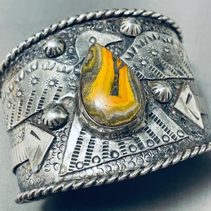 Heavy 77 Gram Southwest Jasper Sterling Silver Thunderbird Bracelet Cuff Heavy 77 Gram Southwest Jasper Sterling Silver Thunderbird Bracelet Cuff