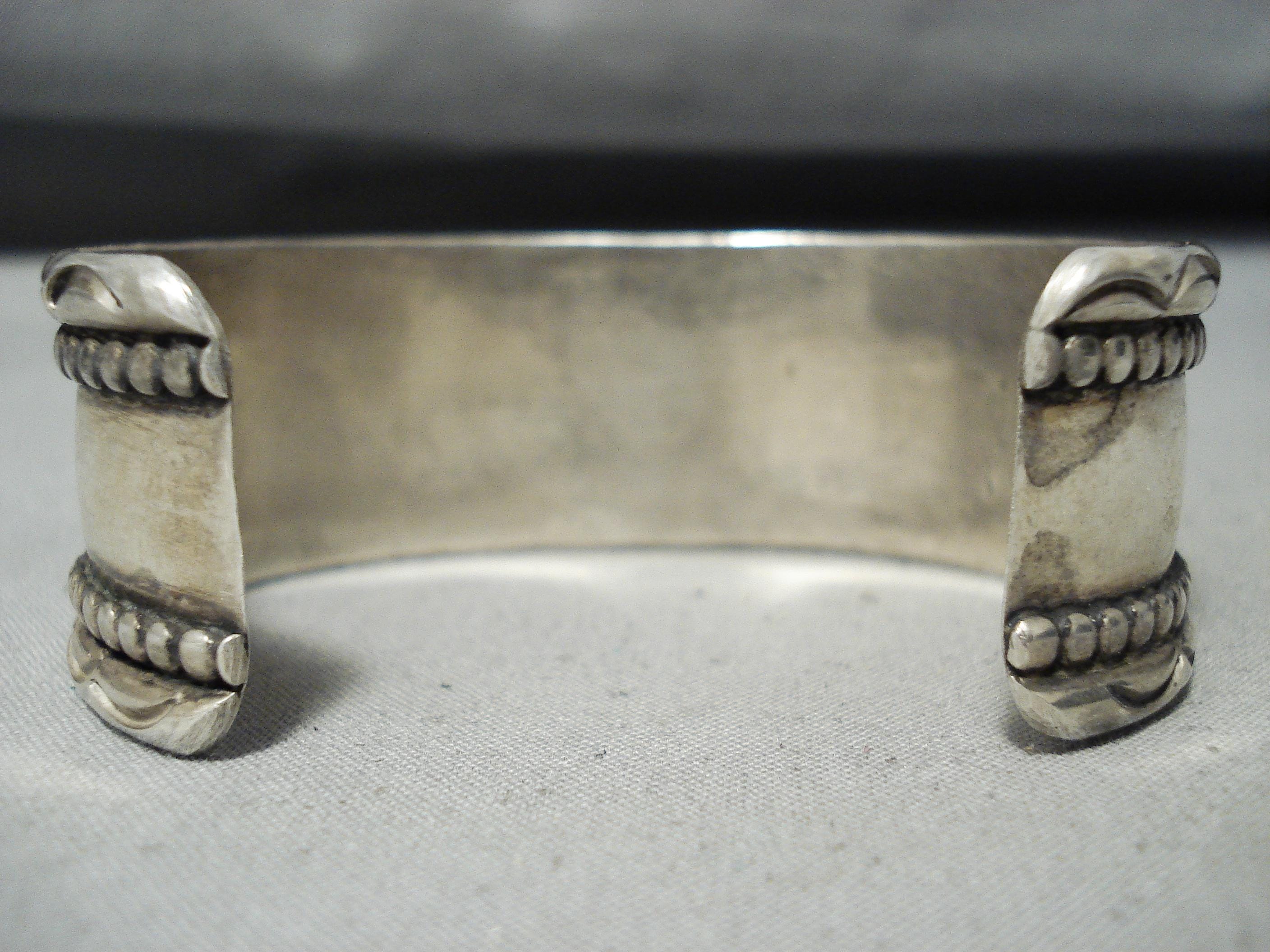 Museum Vintage Native American Navajo Coral Sterling Silver Bracelet ...
