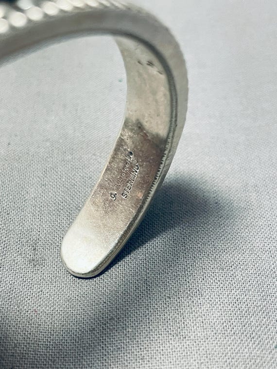 Extreme Stamp Native American Navajo Sterling Silver Bracelet Signed J. Delgarito Extreme Stamp Native American Navajo Sterling Silver Bracelet Signed J. Delgarito
