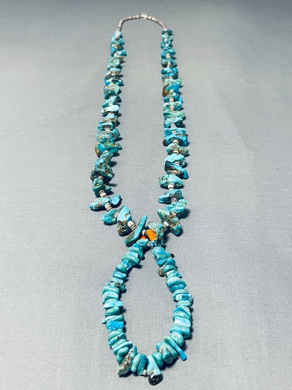 Incredible Vintage Navajo Turquoise Nugget Heishi Native American Necklace Old Incredible Vintage Navajo Turquoise Nugget Heishi Native American Necklace Old