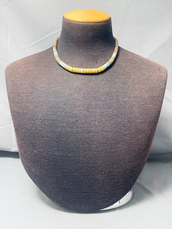 Native American Sensational Vintage Santo Domingo Serpentine Turquoise Sterling Silver Necklace Native American Sensational Vintage Santo Domingo Serpentine Turquoise Sterling Silver Necklace