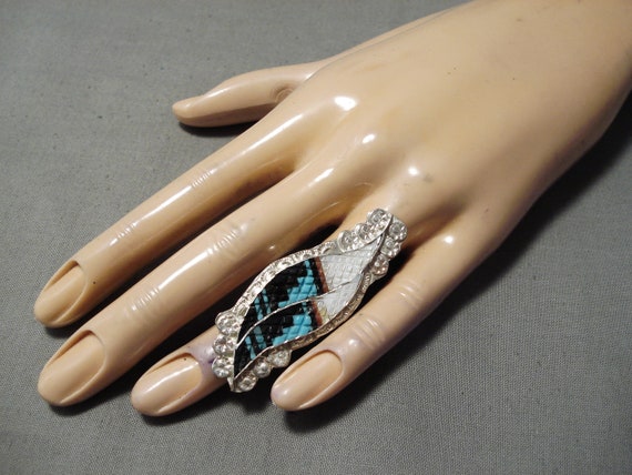 Intricate! Vintage Zuni Turquoise Sterling Silver… - image 6