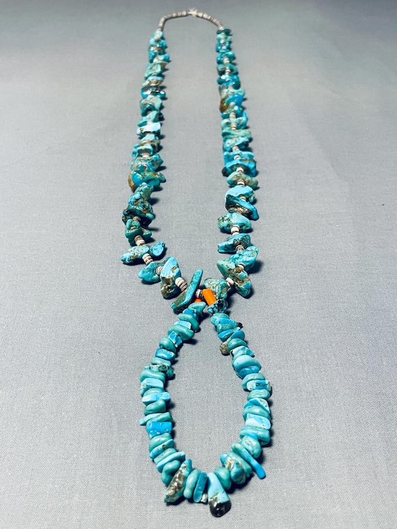 Incredible Vintage Navajo Turquoise Nugget Heishi Native American Necklace Old Incredible Vintage Navajo Turquoise Nugget Heishi Native American Necklace Old