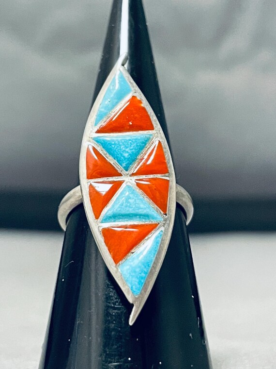 Important Vintage Native American Zuni Michael Lasiloo Turquoise Inlay Sterling Silver Bracelet Important Vintage Native American Zuni Michael Lasiloo Turquoise Inlay Sterling Silver Bracelet