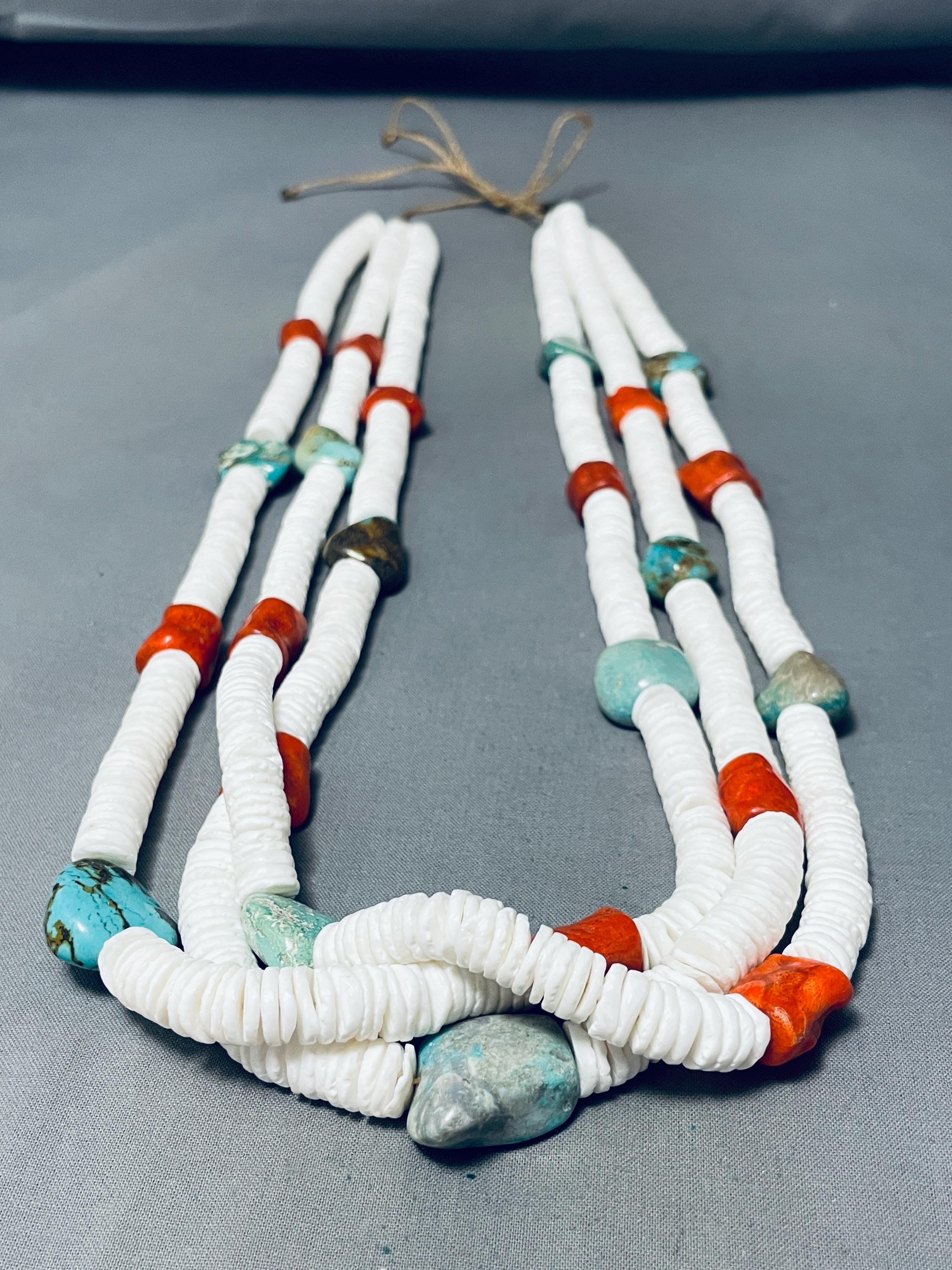 400 Grams Mind Boggling Vintage Santo Domingo Turquoise Coral Heishi Necklace 400 Grams Mind Boggling Vintage Santo Domingo Turquoise Coral Heishi Necklace