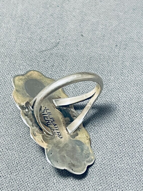 Signed Vintage Native American Navajo Blue Diamond Spiny Oyster Sterling Silver Ring Signed Vintage Native American Navajo Blue Diamond Spiny Oyster Sterling Silver Ring