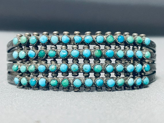 Early 1900's Vintage Native American Navajo Early Carico Lake Turquoise Sterling Silver Bracelet Early 1900's Vintage Native American Navajo Early Carico Lake Turquoise Sterling Silver Bracelet