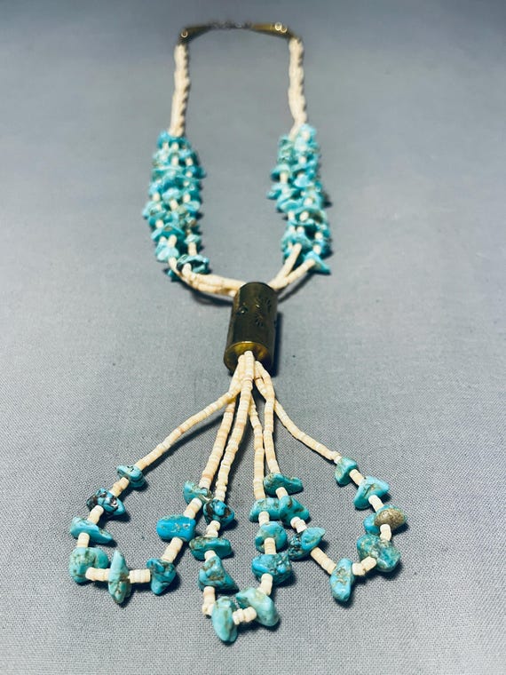 Native American Fabulous Vintage Santo Domingo Turquoise Sterling Silver Necklace Native American Fabulous Vintage Santo Domingo Turquoise Sterling Silver Necklace