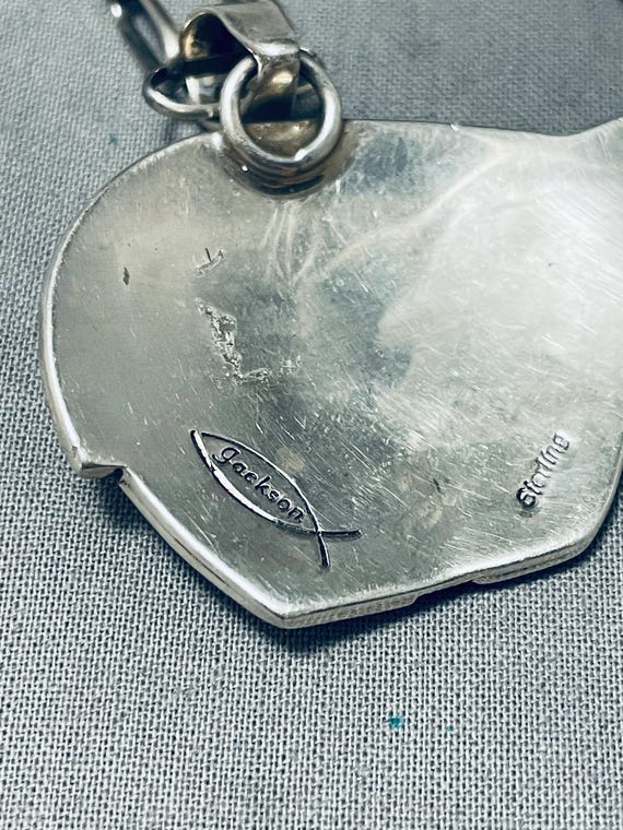 Important Vintage Native American Navajo Tommy Jackson Brownbear Sterling Silver Lapis Necklace Important Vintage Native American Navajo Tommy Jackson Brownbear Sterling Silver Lapis Necklace