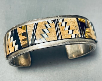 Tommy Jackson Best Vintage Tigers Eye Inlay Sterling Silver Bracelet - Make An Offer!