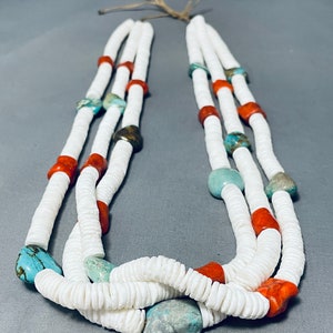 400 Grams Mind Boggling Vintage Santo Domingo Turquoise Coral Heishi Necklace 400 Grams Mind Boggling Vintage Santo Domingo Turquoise Coral Heishi Necklace